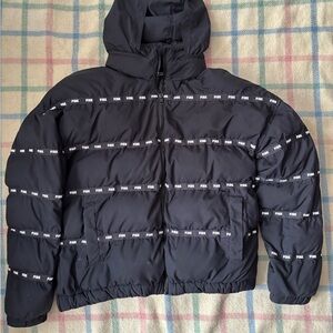 PINK Victoria's Secret Black Puffer Jacket with Pink Logo Ribbon 🎀 Bomber Jacket